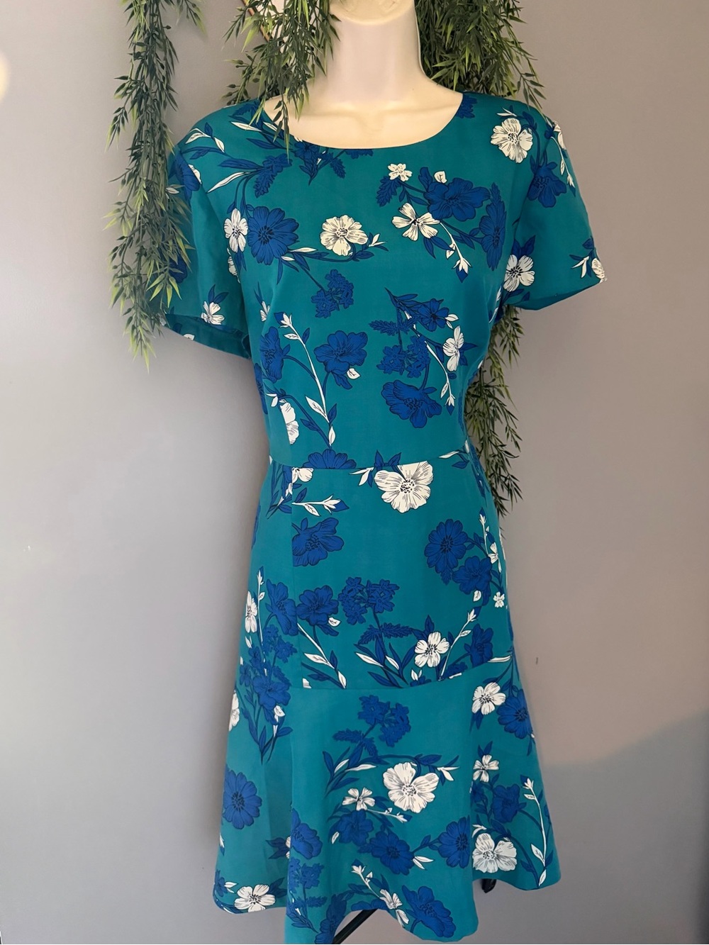 J. Crew Teal and Blue Floral Dress